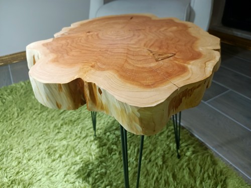 Live Edge Coffee Table Rustic Coffee Table Natural Cypress Tree 16"x12" - Picture 6 of 9
