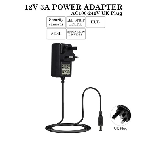 12V 3A Power Supply AC/DC Adapter Charger UK Plug For LED Strip CCTV Camera UK - Picture 3 of 11