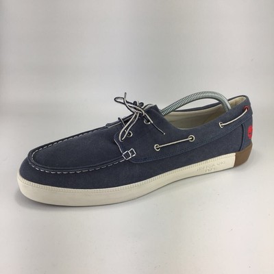 Timberland Mens Newport Bay Boat Shoes Blue Canvas Lace Up Moc Toe