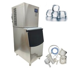 Commercial Cube Ice Maker Large Capacity Air Cooling Ice Machine 100kg Hopper