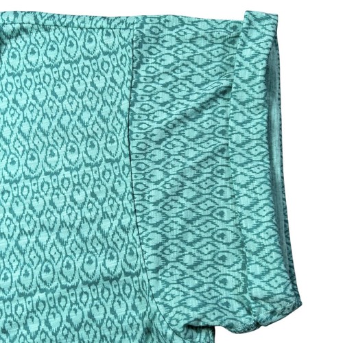 LL BEAN Streamside Tee T-Shirt Size MEDIUM Aqua Split V Neck Scallop Bottom - Bild 5 von 8