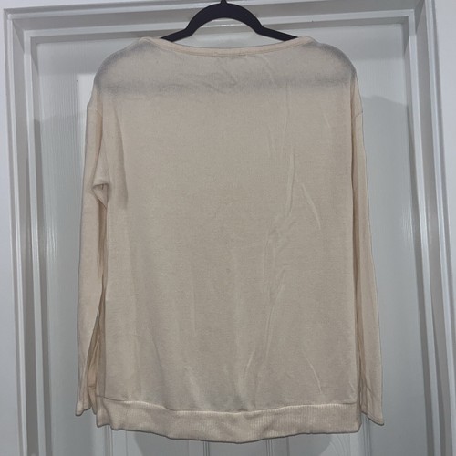 3 Dots Brand Sweater Small Crème Off White Color Button Detail - Picture 4 of 5