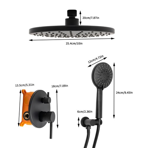 Duschsystem, 10 Zoll Regenduschkopf mit Handmischventil Kombi Set - Bild 3 von 22