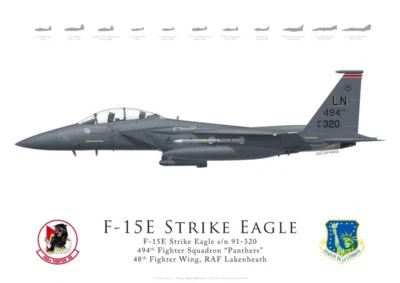 Print F-15E Strike Eagle, 494th FS, 48th FW, Lakenheath (by G. Marie)