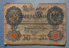Old Reichsbanknote Twenty Mark Berlin 21 April 1910 Reichsbank Board of Directors