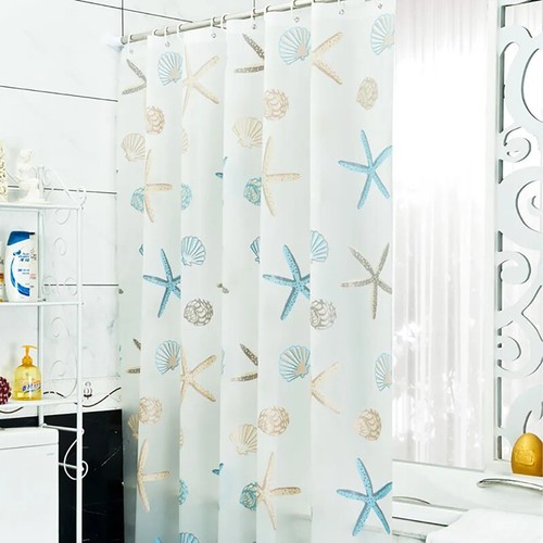 Tenda Doccia Impermeabile 180 CM con 12x Ganci Bagno Stella Marina Conchiglia PEVA - Foto 19 di 27