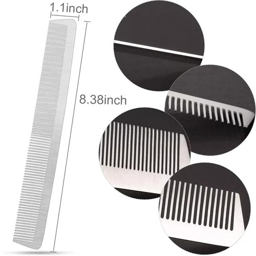 3 Pieces Metal Barber Combs Stainless Steel Hair Comb Fine Cutting Comb Hair - Picture 2 of 5