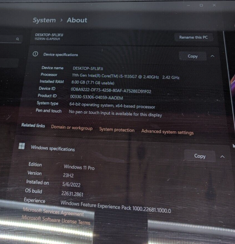 LG GRAM 15Z95N-G.APS5U1 15.6 I5-1135G7, 8GB, 256GB SSD-SCRATCHED - Picture 2 of 5