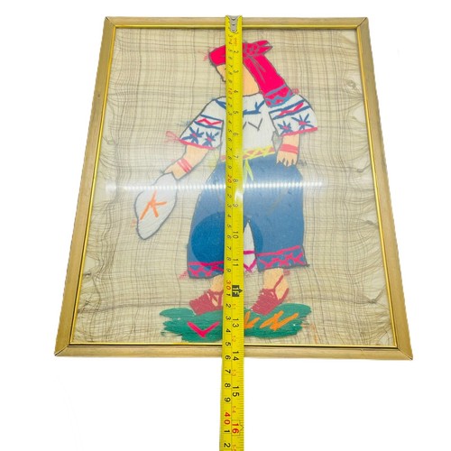 De Colección Crewel Cabello de Caballo Colgante de Pared Arte Popular Tejido a Mano Mujeres Enmarcado 14x11" - Imagen 5 de 7