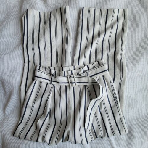 VINCE Dobby Stripe Belted Trousers In White Size 6 REVOLVE