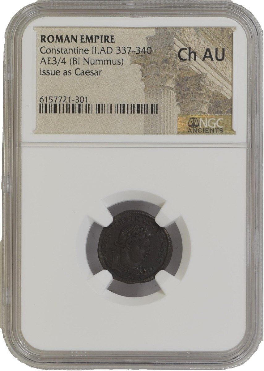 超貴重！古代ローマ コンスタンティウス2世 AE4 BI Nummus貨 AU 超貴重！古代ローマ コンスタンティウス2世 AE4 BI Nummus貨 AU