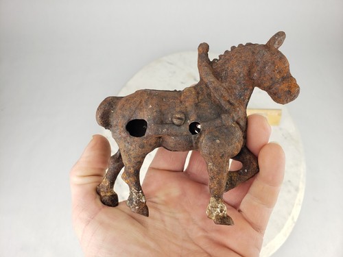 Vintage Cast Iron Clydesdale Draft Horse Door Stop Figurine 4-1/2" x 5" Wagon - Picture 9 of 12