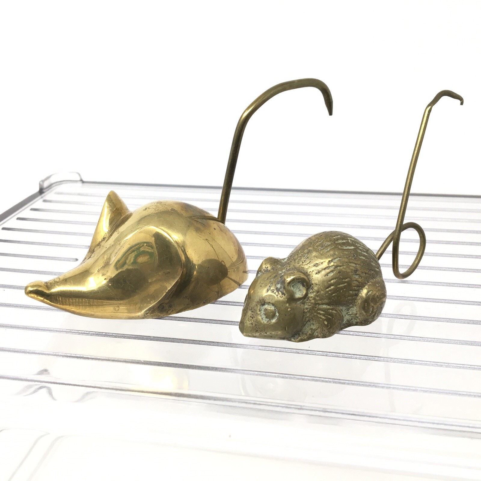 Brass Mice Candle Snuffer Mouse long tails paperweight Ring Holder