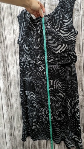 Women's AB Studio Black Gray & White Animal Print Dress Size L RN#31310 - Picture 12 of 12