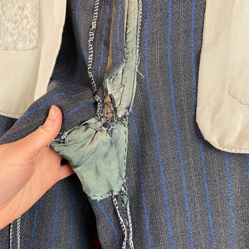 Pantalones vintage para hombre años 50-60 cacatúa azul a rayas 29x28 mezcla de lana - Imagen 18 de 19
