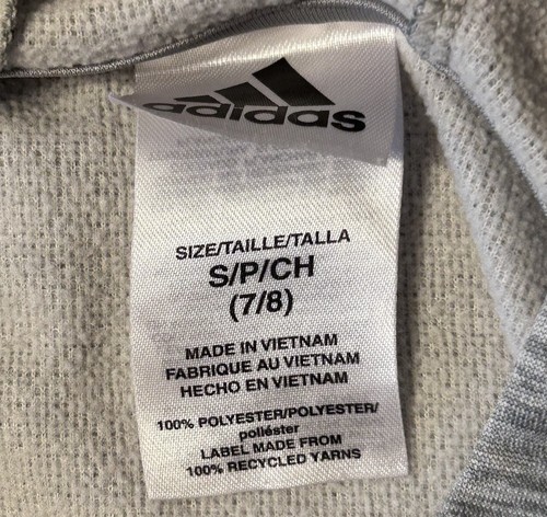 Adidas Kids Girls Sweatshirt Small 7/8 Gray Hooded Long Sleeve Athletic Pullover - Picture 6 of 6