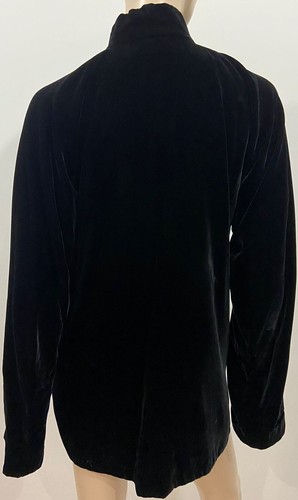 Chaqueta SHANGHAI TANG Negra Felpa Terciopelo Cuello Alto Mandarín Forrada de Seda UK12 - Imagen 6 de 7