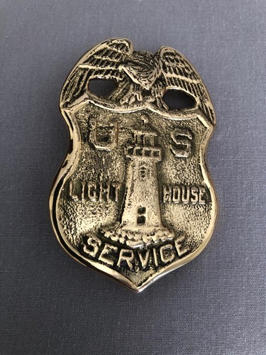 US Lighthouse Service Uniform Badge Replica Brass USLHS Eagle Light House - Picture 2 of 3