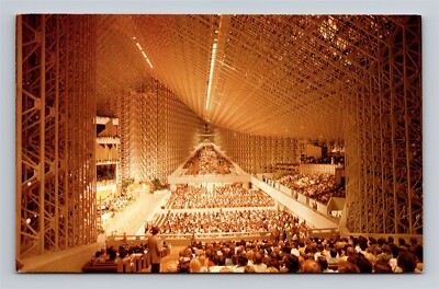 Garden Grove CA Crystal Cathedral Christ Robert Schuller Postcard Interior View