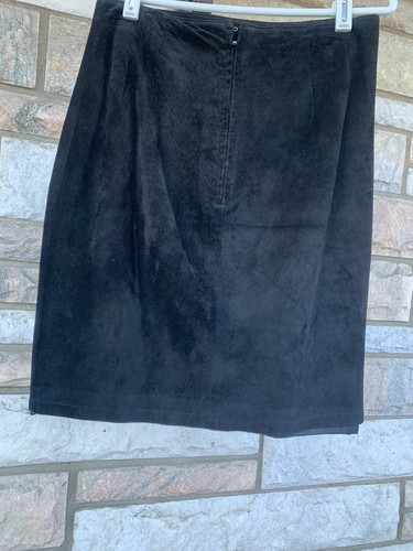 Brass Plum Skirt Nordstrom Black Suede Genuine Leather womans Sz 7 - Picture 3 of 9