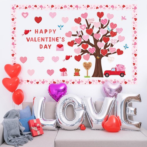Valentines Day Tree Bulletin Board Classroom Decoration Set Hearts 136 Pcs - Picture 7 of 7