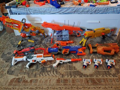 NERF LOT - 1 Zombie Strike Sword, 39 blasters, accessories & darts 