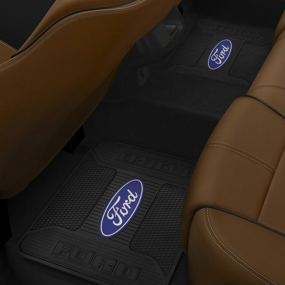 2 Rear Floor Mats FORD LOGO F150 F250 F350 Rubber Liner Black All