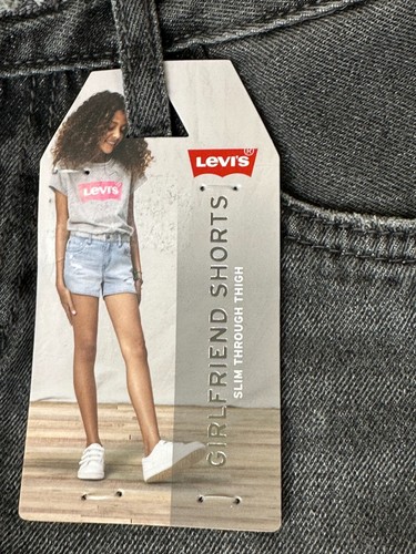 LEVI'S NWT Girls Girlfriend Jean Shorts Washed Black Size 8, 10 Adjustable Waist - Picture 9 of 13
