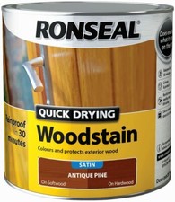 Ronseal Quick Drying SATIN Rainproof Wood Stain 2.5l All Colours Available