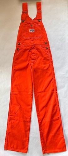 Vtg 70s 80s NOS Liberty Overalls Bibs Bright Orange Clemson Hip Hop 26/34 USA - Picture 2 of 10