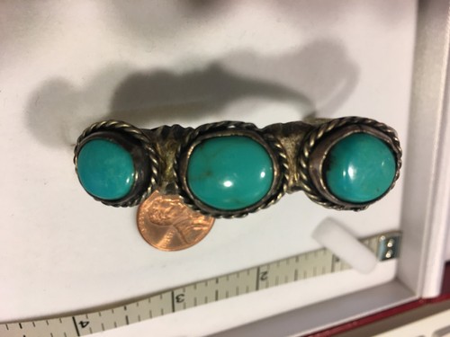 WOMENS Vintage native American Turquoise Cuff Bracelet STERLING SILVER 925 - Picture 3 of 7