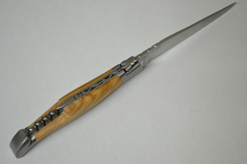 Laguiole Aubrac Taschenmesser mit Korkenzieher 12cm Griffschalen Olivenbaumholz - Bild 3 von 6
