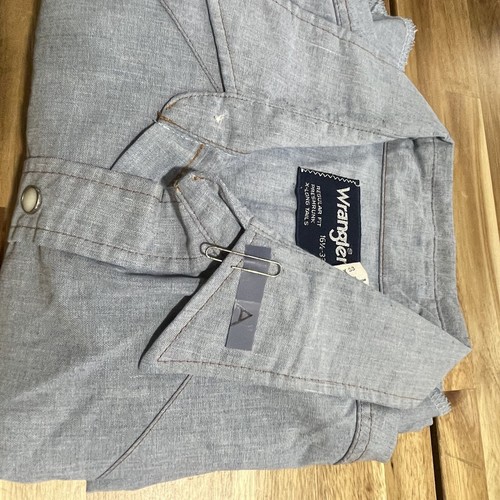 wrangler pearl snap shirt Chambray Mens L 16.5-33 A - Picture 9 of 9