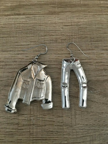 Orecchini vintage 1980 giacca jeans nero e pantaloni abbinati - Foto 2 di 2