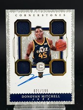 Donovan Mitchell 2017-18 Panini Cornerstones Rookie RC Auto Jersey /199 On Card. rookie card picture