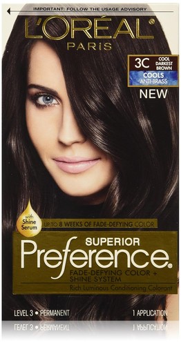 L Oreal Paris Superior Preference Permanent HairColor 3C Cool Darkest Brown - Picture 4 of 12