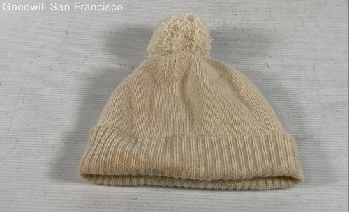 Agnona White Cashmere Italy Beige Cashmere Blend Winter Beanie Womens Hat - Picture 4 of 6