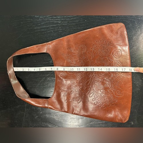 Borsa a tracolla GAP anni 90 - dettagli floreali - tote bag in pelle marrone qualche segno di usura - Foto 5 di 8