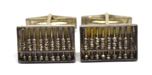 Vintage Designer " Michaud " Sterling Silver Abacus Cufflinks