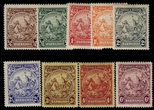 BARBADOS GV SG229-237, 1925-35 SHORT set to 6d, LH MINT. Cat &#163;39.