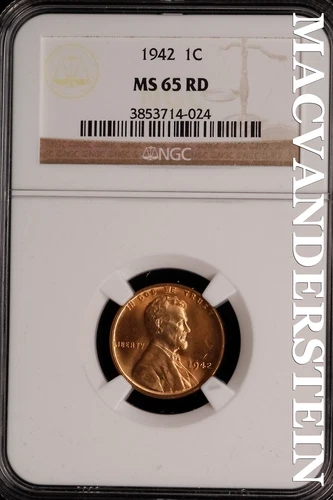 1942 Lincoln Wheat Cent - NGC MS 65 RD - Scarce  No Reserve  #SLK406