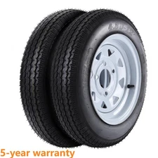 2 PACK 4.80-12 4.80x12 480-12 Trailer Tires w/12" Rims 4 Lug on 4" Load Range C