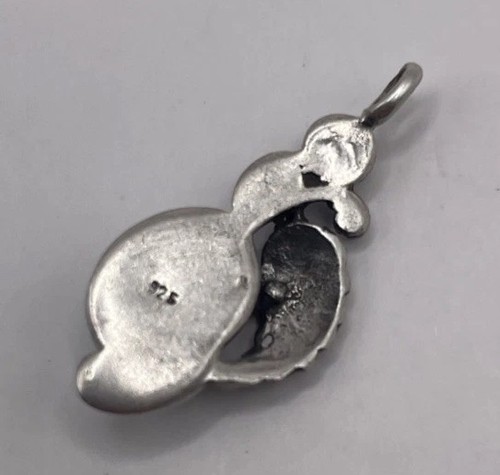 Vintage Sterling Silber 925 Türkis Stein Blatt Motiv kleiner Anhänger (1,60g) - Bild 6 von 8