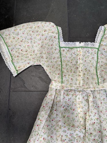 Vintage 70er Jahre Prairie Maxikleid Gr. XS Landhaus Kern Spitze weiß kokett 70s - Bild 9 von 10