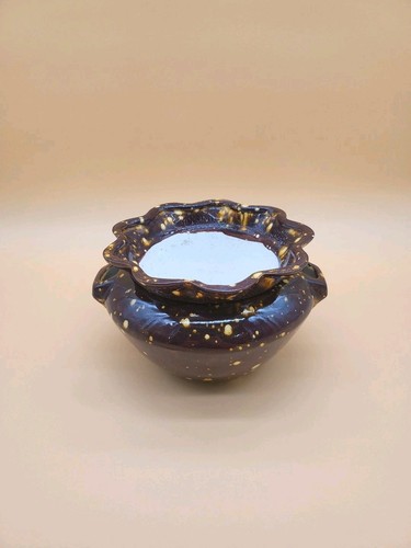 African Violet Pot Used Ceramic Pot Painted Dark Brown With Various Colors - Picture 3 of 24
