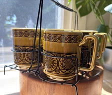 Set of 6 Royal Sealy Southwest Circles Mugs w/ Caddy – Mid-Century MCM