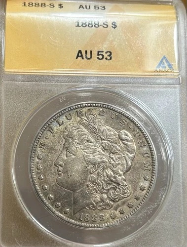 1888-S Morgan Silver Dollar ANACS AU53 Nice Color with Luster