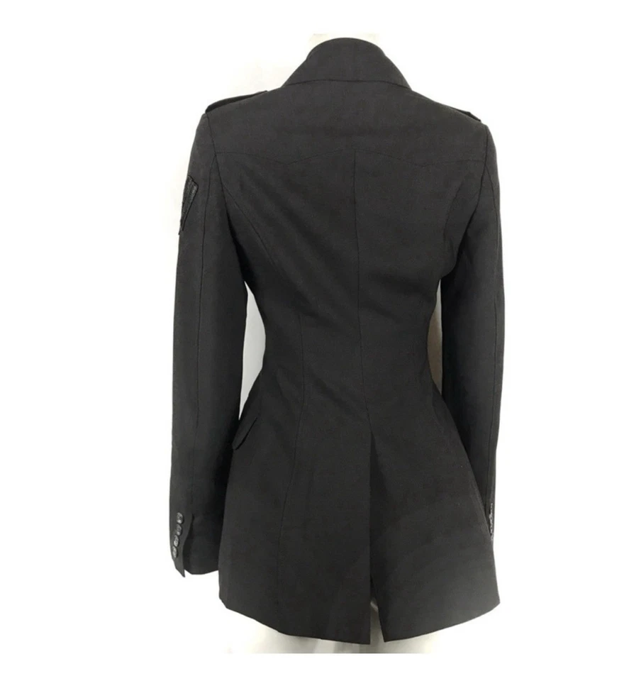 William Rast Military Blazer Black Sz XS Double Breasted Coat Jacket Cadet Goth - Image 3 of 4