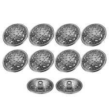 10pcs Metal Round Hollow Sewing Buttons 23mm Alloy Clothes Button, Black