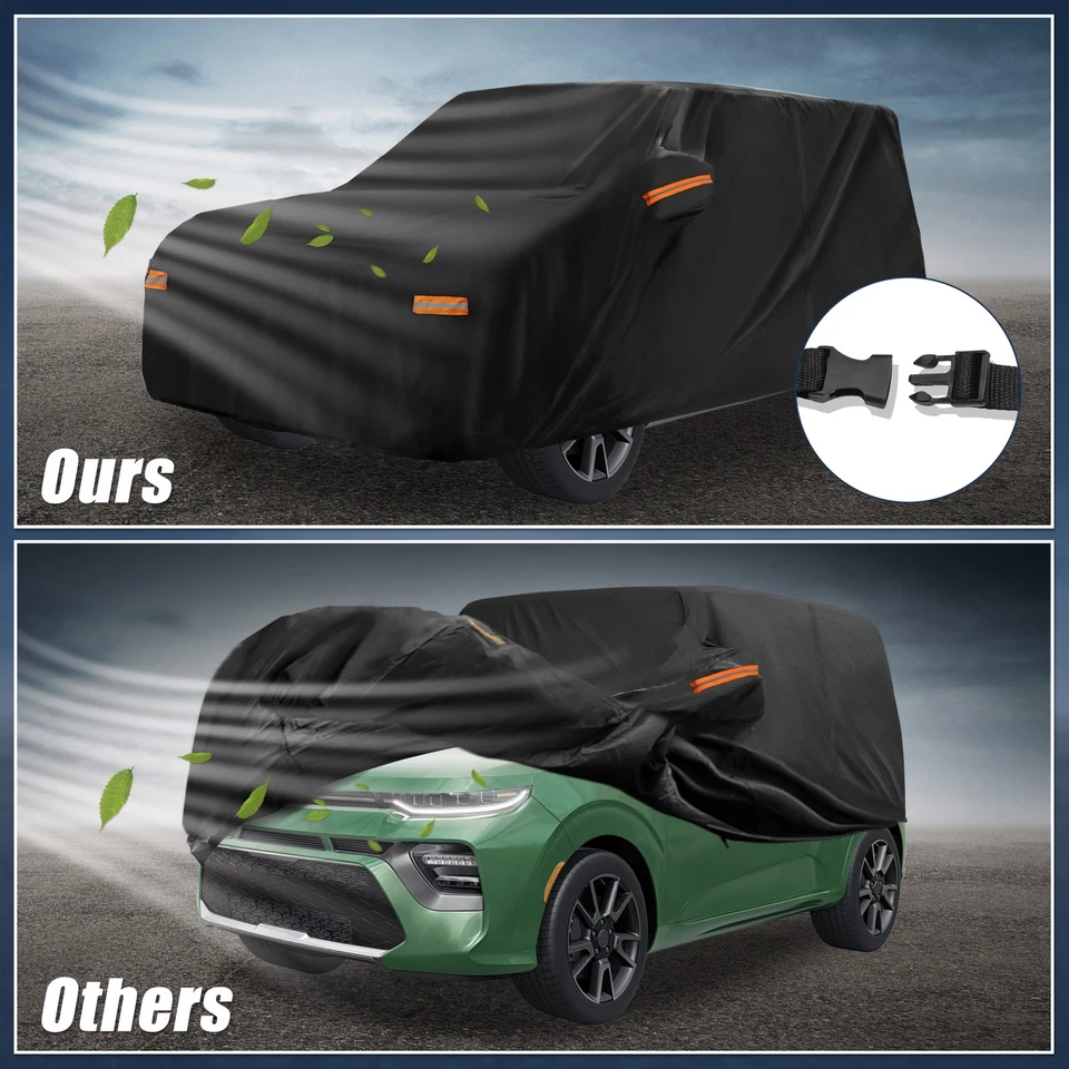 Waterproof 210D-PU Oxford Car Cover for Kia Soul 2009-2024 with Zipper Black - Image 4 of 4